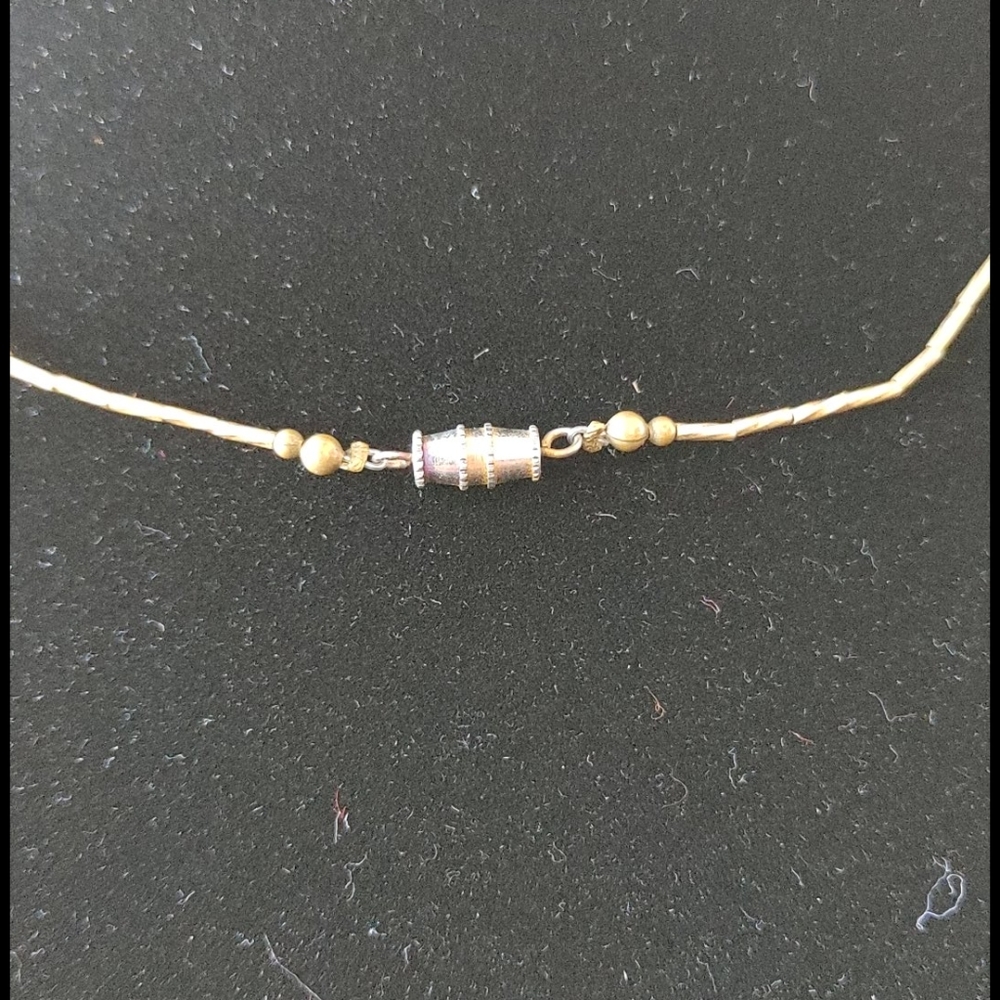 Brass and blue mother of pearl choker - Picture 2 of 3
